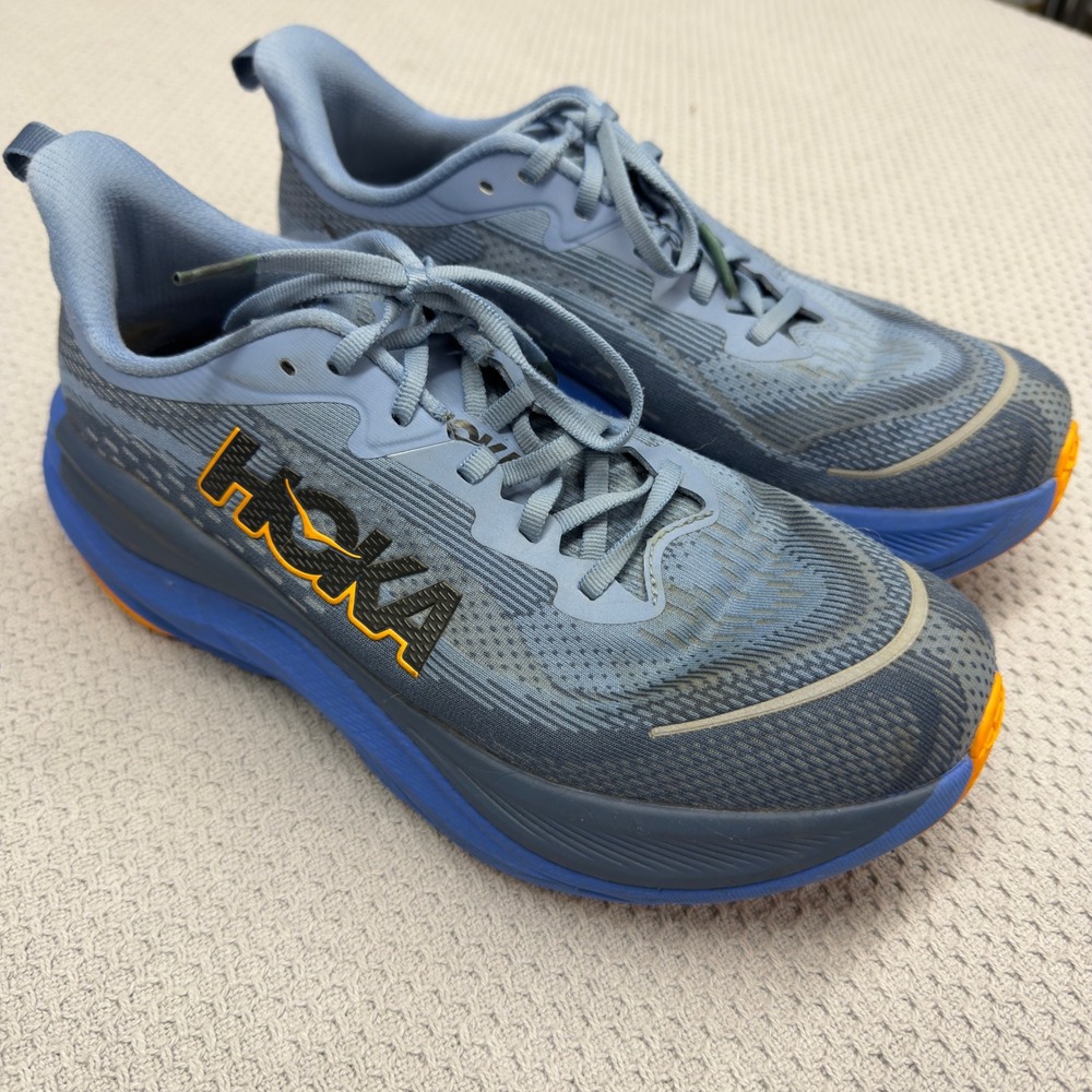 Hoka Skyflow Shoes Mens 9 Wide Blue Orange Running Cushioned Sneakers Casual